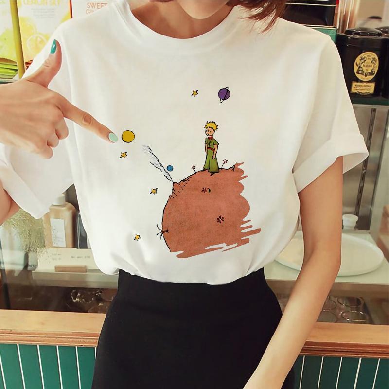

Women' T-Shirt Little Prince Printed T Shirt Round Neck Short Sleeve Tshirt Female Ulzzang Harajuku Girls Hipster, 20628