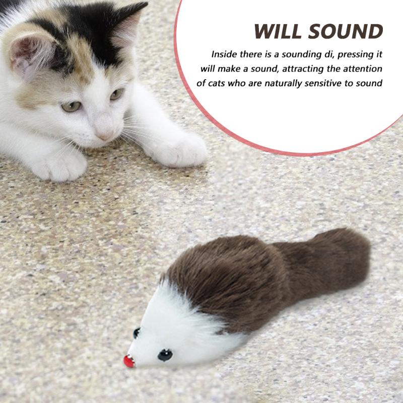 

6pcs Brown / Grey Pet Cat Toys Plush Simulation Big Mouse Sounding Bite-Resistant Funny Interactive Supplies