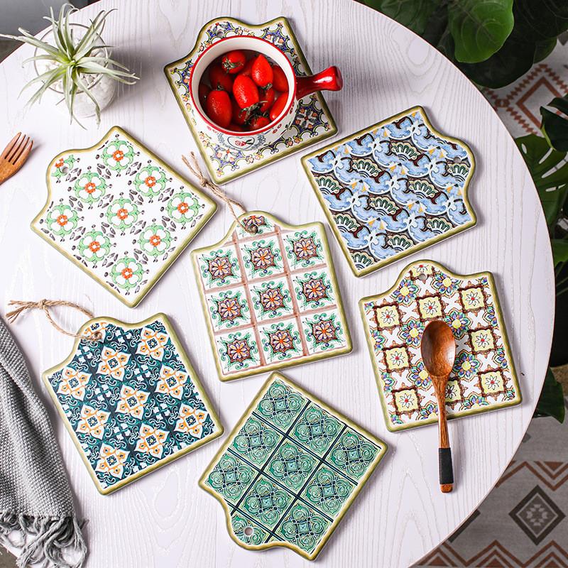

Ly Moroccan Ceramic Trivet Pot Holder Non-Skid Heat Insulation Pad Mug Cork Mat Bowl Coasters VA8 Mats & Pads
