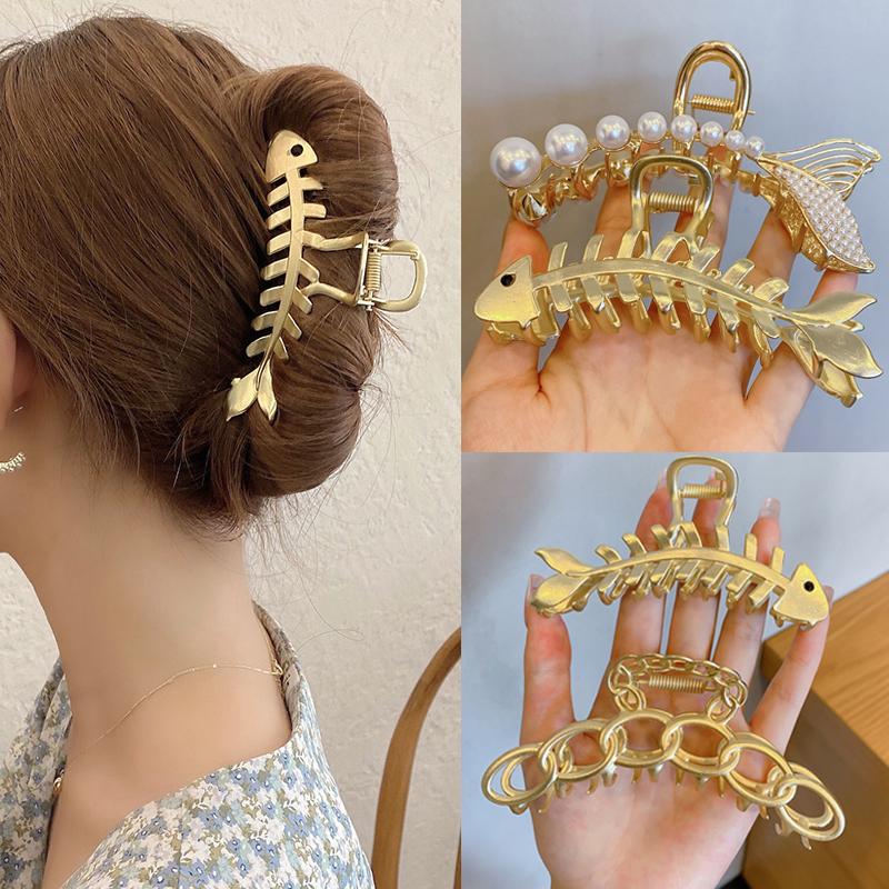 

Hair Accessories 1PC Barrettes Clips Fishbone Claw For Women Acrylic Hairpins Crab Girls Make UP Washing Tool