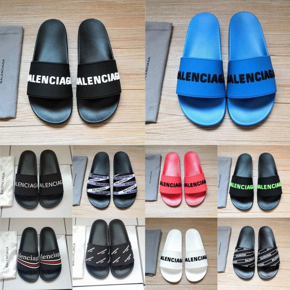 

2021 Newest Top Quality Fashion slippers balenciaga balencaiga balanciaga balenciaca slide sandals for men women Hot Designer unisex beach f, Black