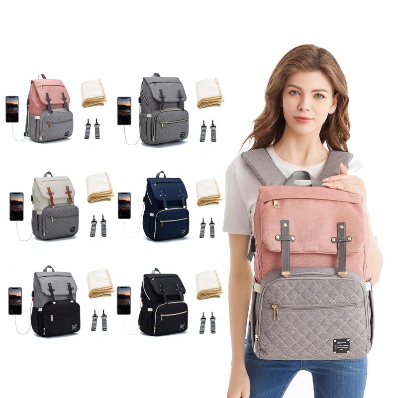 

Diaper Bags USB Waterproof Charger Backpack Bag Maternity Nursing Universal Large Woman Travel Baby Organizer Stroller, Black