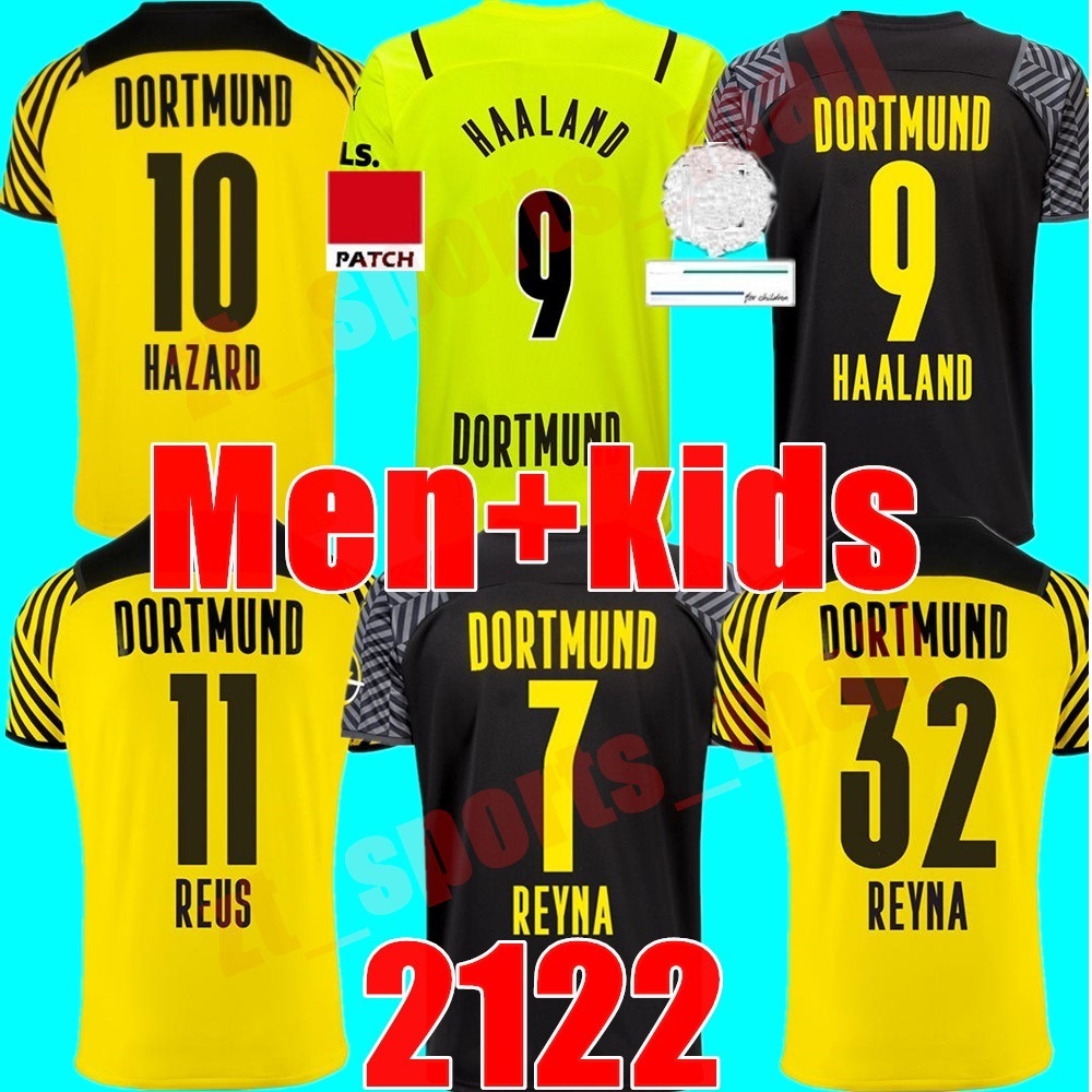 

jerseys Borussia 21 22 fourth 4th 2021 2022 soccer football shirt HAALAND REUS NEONGELB BELLINGHAM HUMMELS BRANDT adult men + kids kit youth, Black;yellow