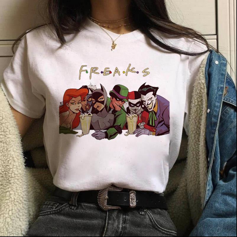 

friends funny cartoon womens t shirt short sleeve o neck harajuku graphic tee shirts clothes, White
