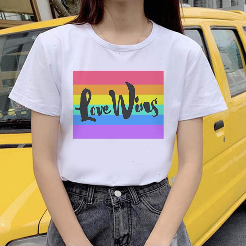 

Womens T Shirts Women Shirt lLgbt Love wins Letter print Lesbian Gay Ullzang Funny Cartoon Female White