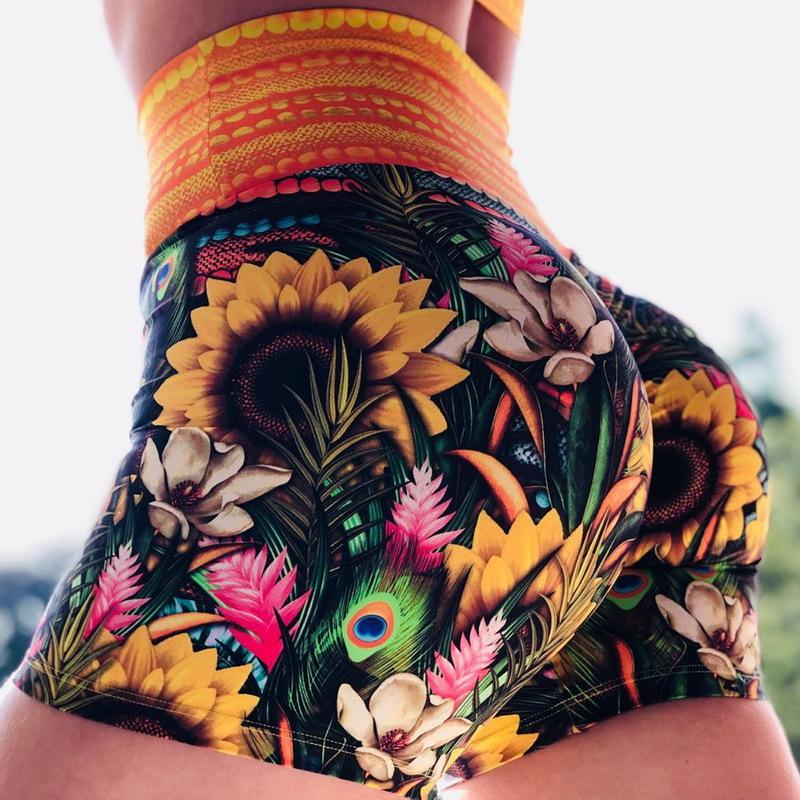 

Yoga Outfit 2021 Leggings High Waist Push Up Shorts Scrunch BuSeamless Print Running Gym Clothes Fitness Elastic