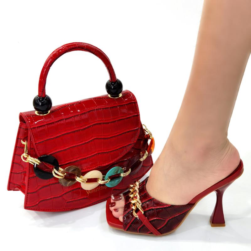 

Dress Shoes OLOMM Italian Shoe And Bag Set 2021 Women In Italy Red Color With Matching Bags!GF1-2, Green