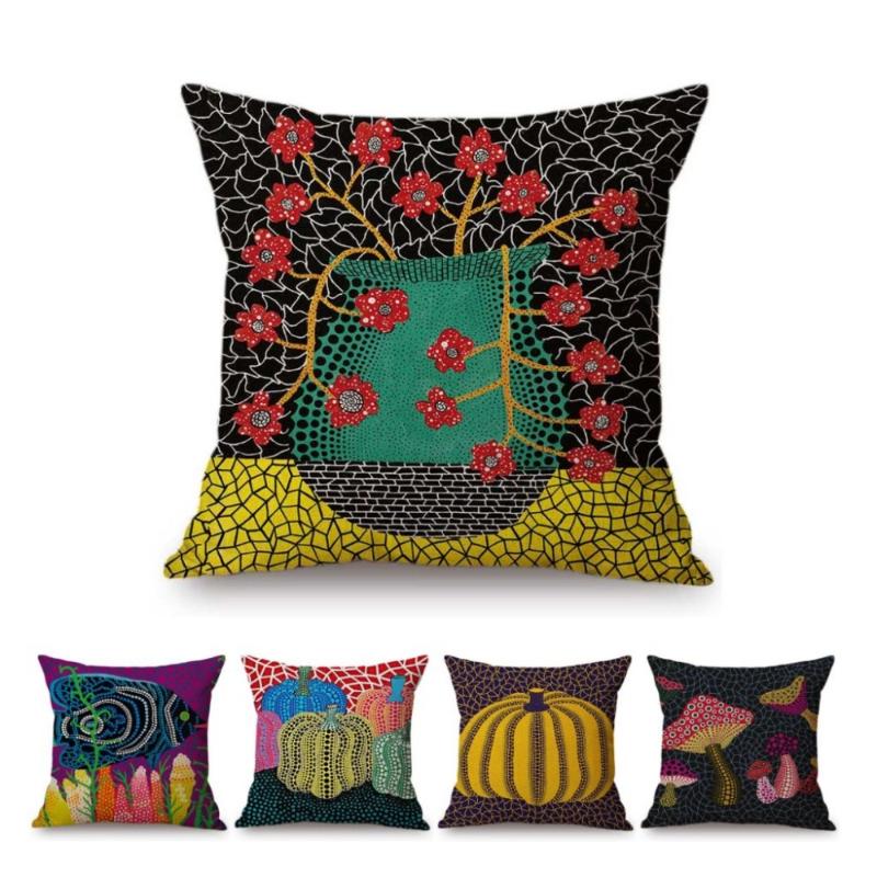 Cushion/Decorative Pillow Modern Dots Art Yayoi Kusama Dot Pumpkin Abstract Vision Cracked Pattern Home Decor Sofa Throw Case Linen Cushion-image-744584133