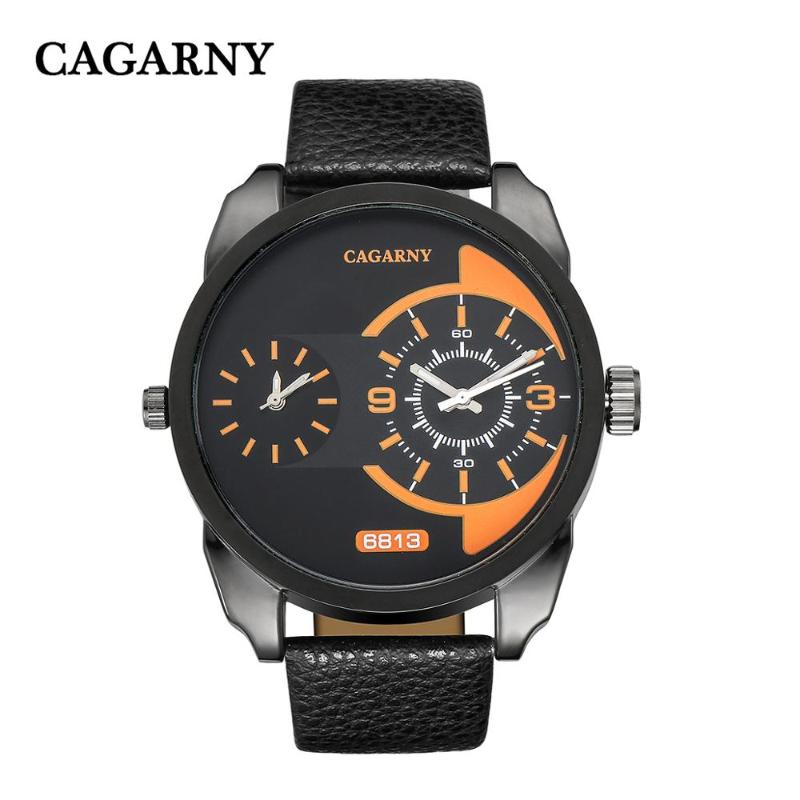 

Wristwatches CAGARNY 6813 Quartz WatchWrist Multi-Time Fashion Sports Men's Leather Watch Cool Luxury Gift Small Clock Relogio Masculino, Slivery;brown