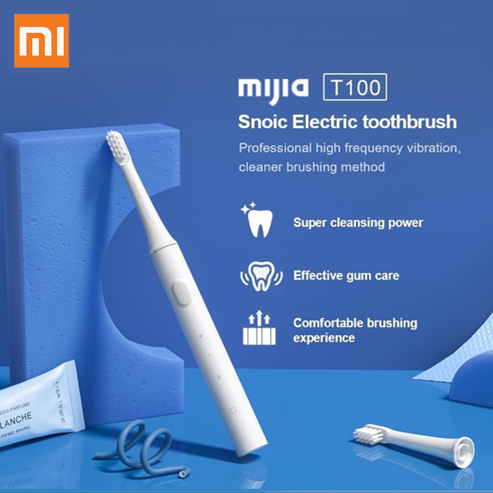

xiaomi mijia t100 sonic electric toothbrush mi smart tooth brush colorful usb rechargeable ipx7 waterproof for toothbrushes head