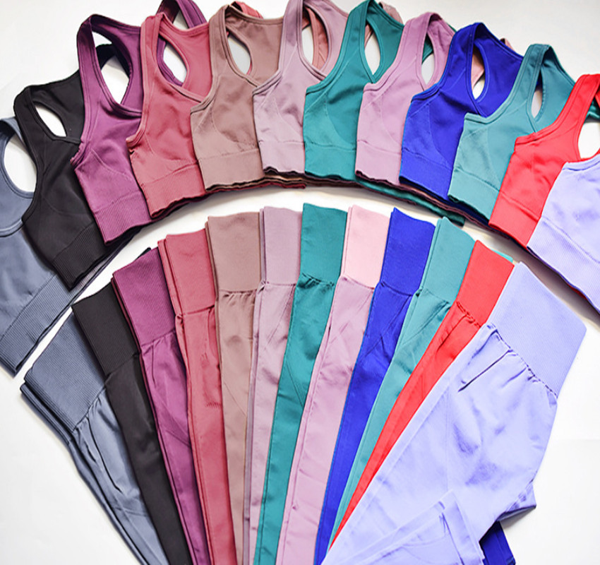 INS Vêtements pour femmes Suivi de Yoga Ensembles de yoga Vest solide respirant + Leggings Pantalons Fitness Vêtements de course Sexy Gym Top Spo