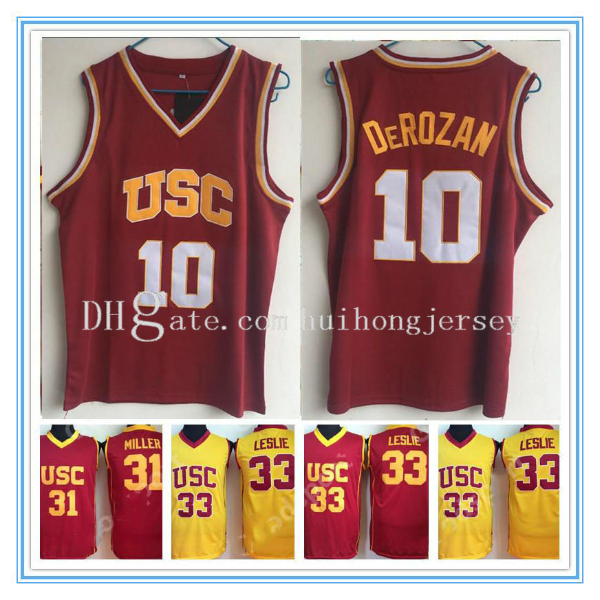 

NCAA USC Trojans College jerseys 10 DeRozan 1 Young 24 Scalabrine 31 Miller 33 Leslie SHIRTS university basketball, Black