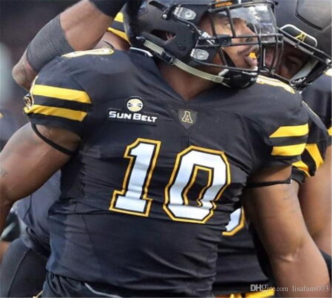 

Custom Appalachian State Mountaineers Football Jersey Men Women Youth Corey Sutton Hennigan Stitched 150TH Patch 12 Zac Thomas Jalen Virgil NCAA, Black with 150th patch