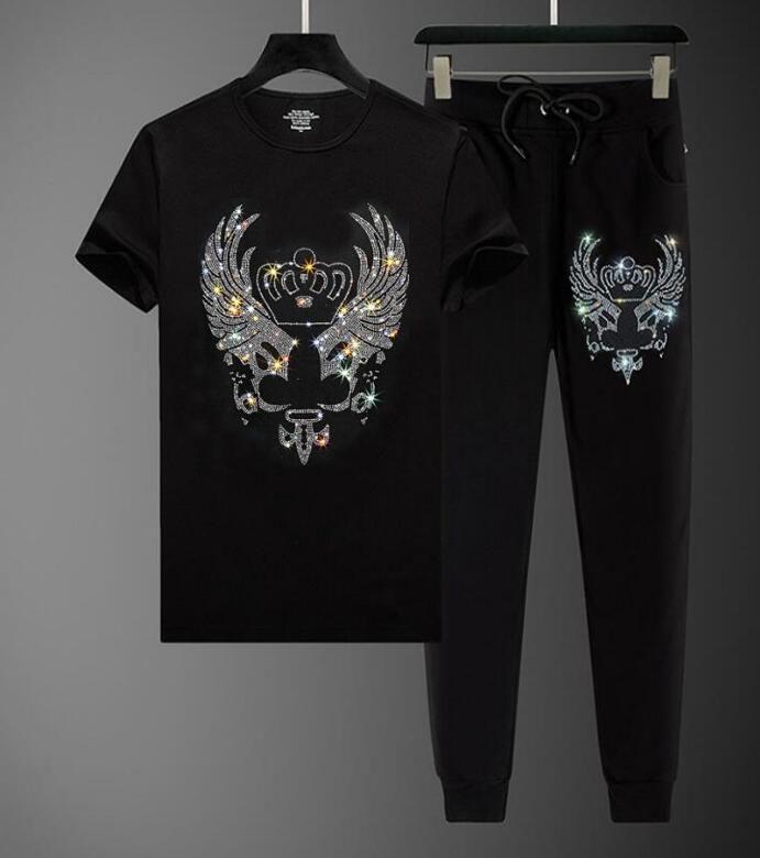 

Men's Tracksuits Men Short Sleeve Suits Tracksuit - 4XL Sporting Suit Male Rhinestones 2021, Blue