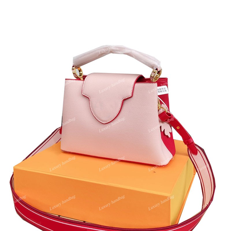 

Early Fall Winter France Women Calfskin Caviar Leather Bags Top Handle Totes Braided Shoulder Strap Cross Body Large Capacity Famous Luxury Designer Handbags 27C, Pink