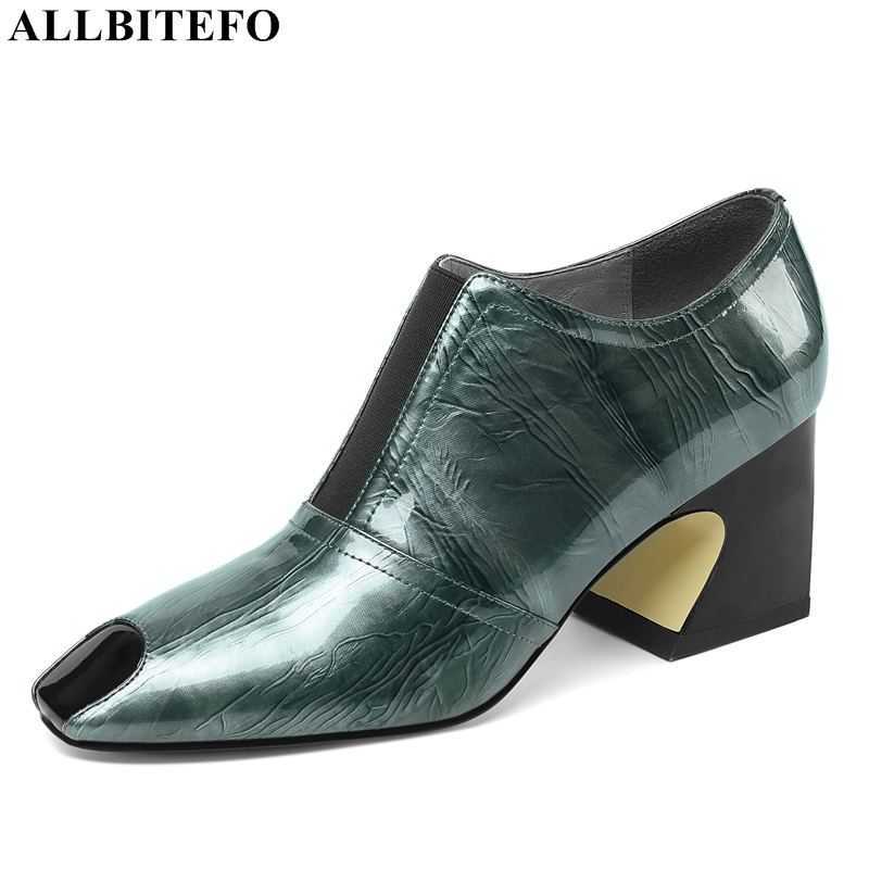 

ALLBITEFO high quality genuine leather sexy heels women shoes heel brand office ladies 210611, As picture