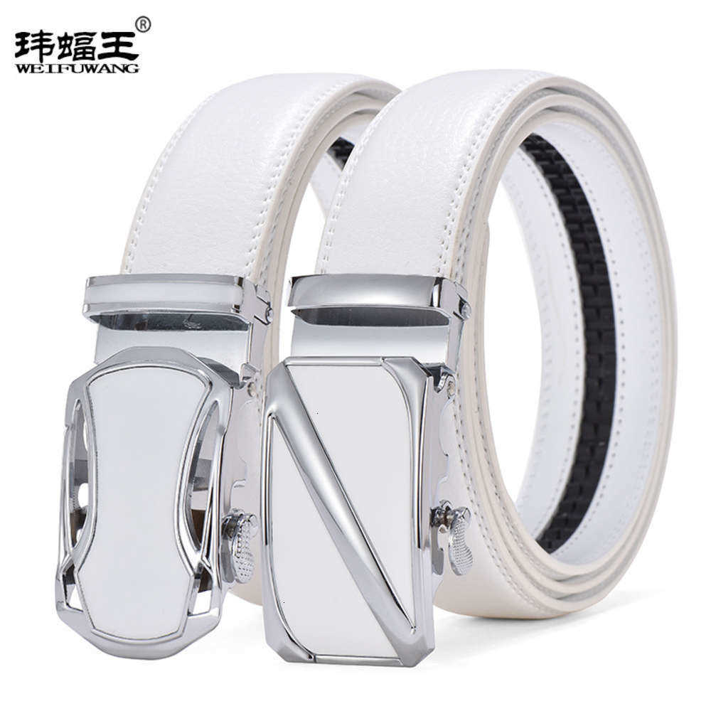 

men's leather automatic buckle White belt, Black;brown