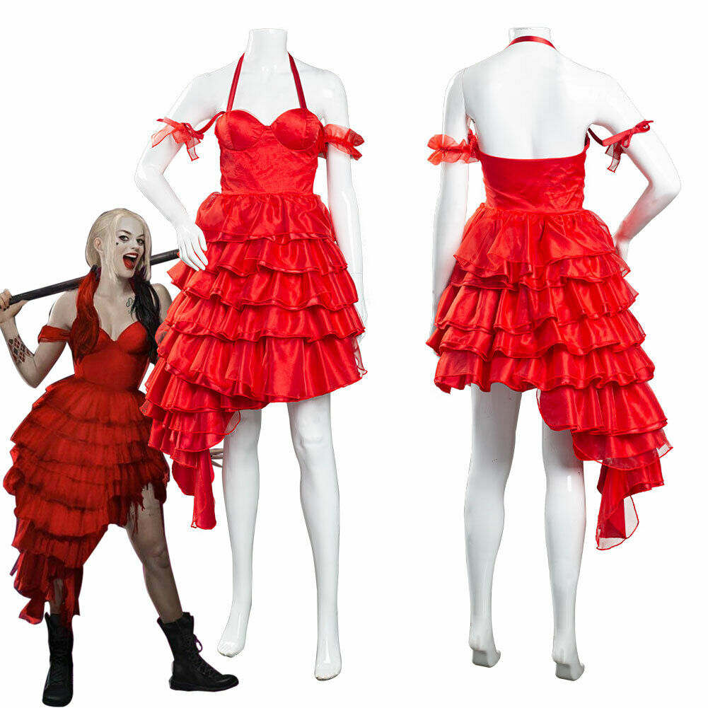 

The Suicide Squad(2021) Harley Quinn Cosplay Costume Uniform Red Dress Outfit