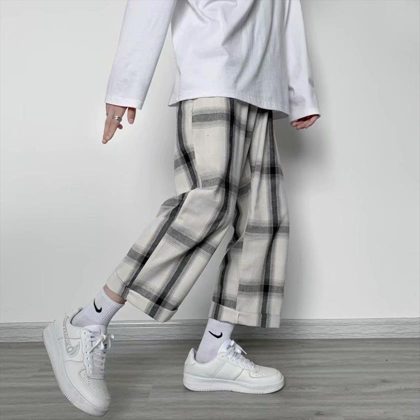 

plaid summer plus size fashion women pants loose japanese wide leg oversize casual female clothing streetwear, Black;white