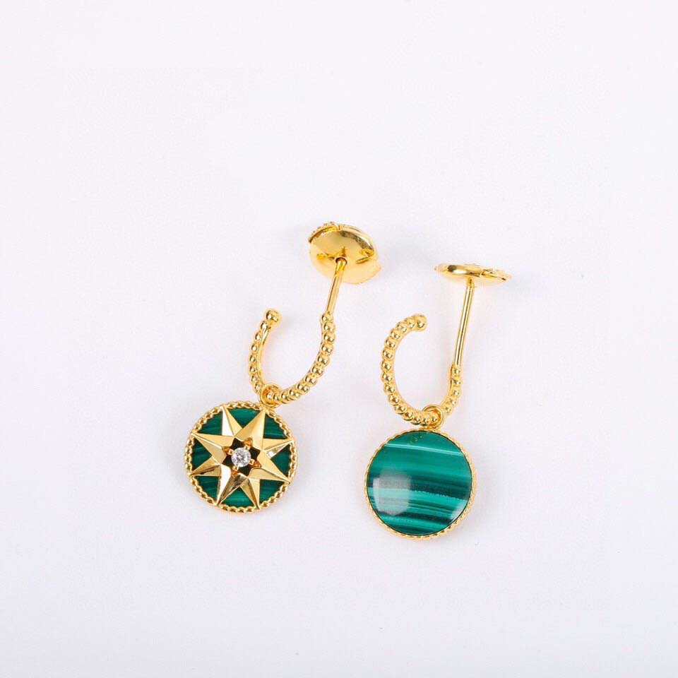 

S925 silver drop earring with Diamond green black red pink stone malachite for women wedding jewelry gift have box PS3107
