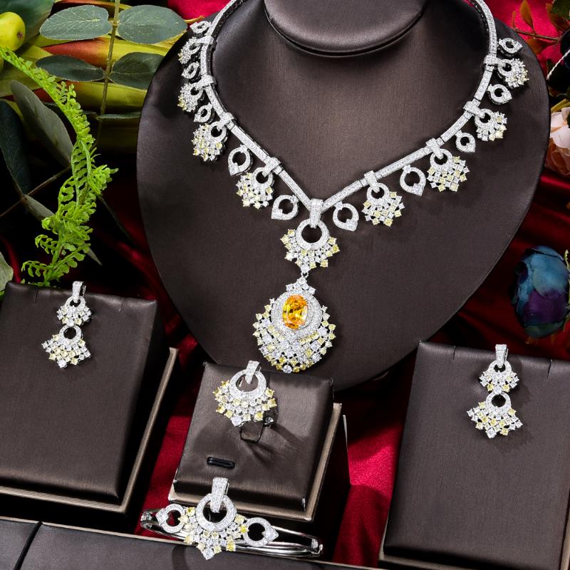 

Earrings & Necklace Missvikki Sweet Romantic Sparkly Luxury Princess Bangle Ring Jewelry Set Brides Wedding Jewellery High Quality, Silver