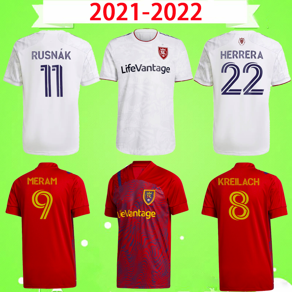 

2021 2022 Real Soccer Jerseys Salt 21 22 MLS BECKERMAN MERAM Uniform Mens RED Lake home away Rusnak KREILACH KIT Football Shirts Herrera