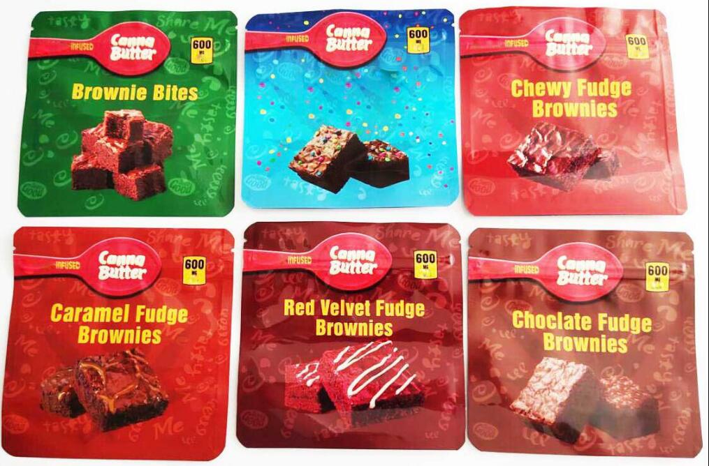 

plastic packaging bag 600mg Canna butter choclate fudge brownies bites bags edibles mylar doritospotatochips