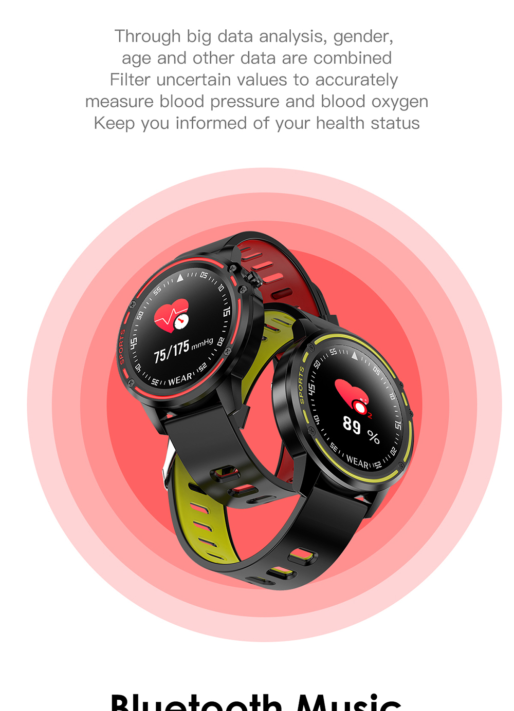 Reloj inteligente deportivo L8 Ip68 de hombre, reloj inteligente deportivo  resistente al agua con presión arterial mediante Ppg Ecg y control del  ritmo cardíaco|Relojes inteligentes| - AliExpress