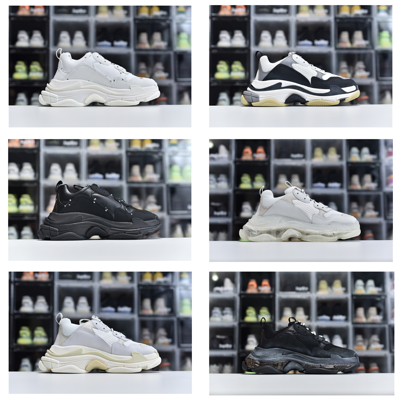 

2022 Top Quality Triple S Mens Womens Casual Shoes Colorful White Black Blue Low Make Old Combination Sports Size Independent sole EUR 36-45, Customize