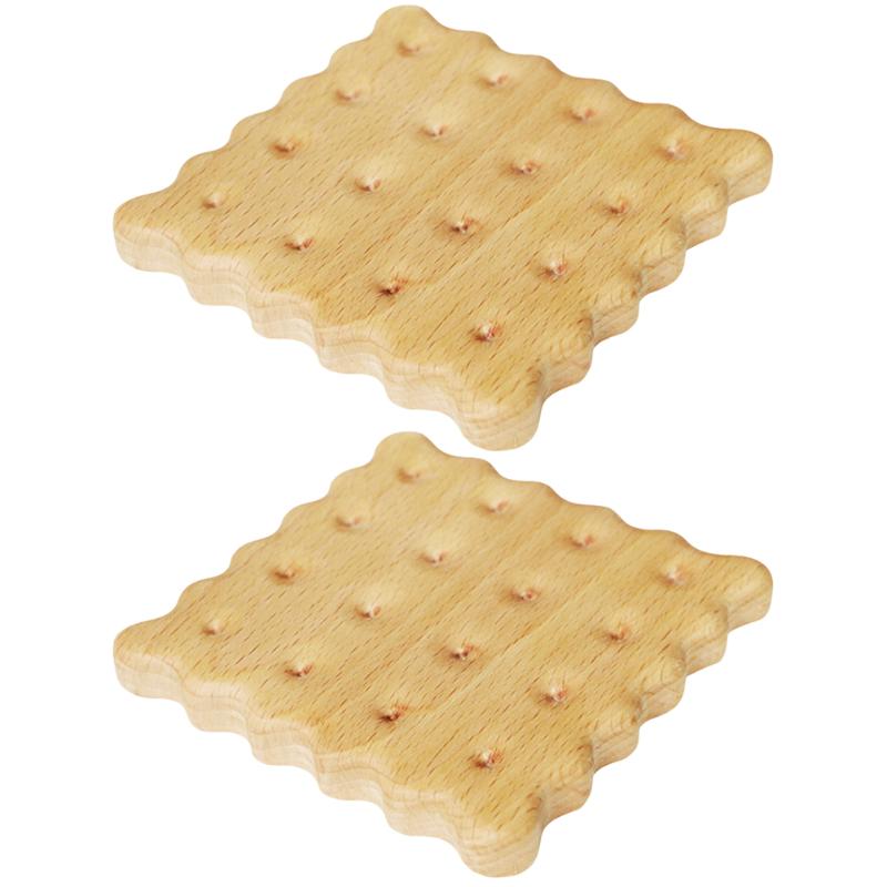 

Mats & Pads 2PCS Creative Cup Cushion Biscuit Shaped Pad Wood Tea Mat