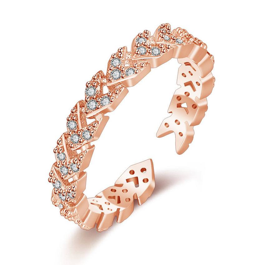 

Arrow Diamond Ring Band Finger Rose Gold Open Adjustable Rings for Women Fashion Jewelry Will and Sandy, Golden;silver