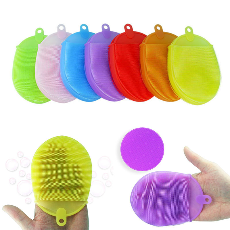 1Pcs Silicone Massage Scrub Brush Soft Exfoliating Gloves Multifunction Washing Scrubbing Towel Bathroom Wash Cleaning Tool-image-690363641