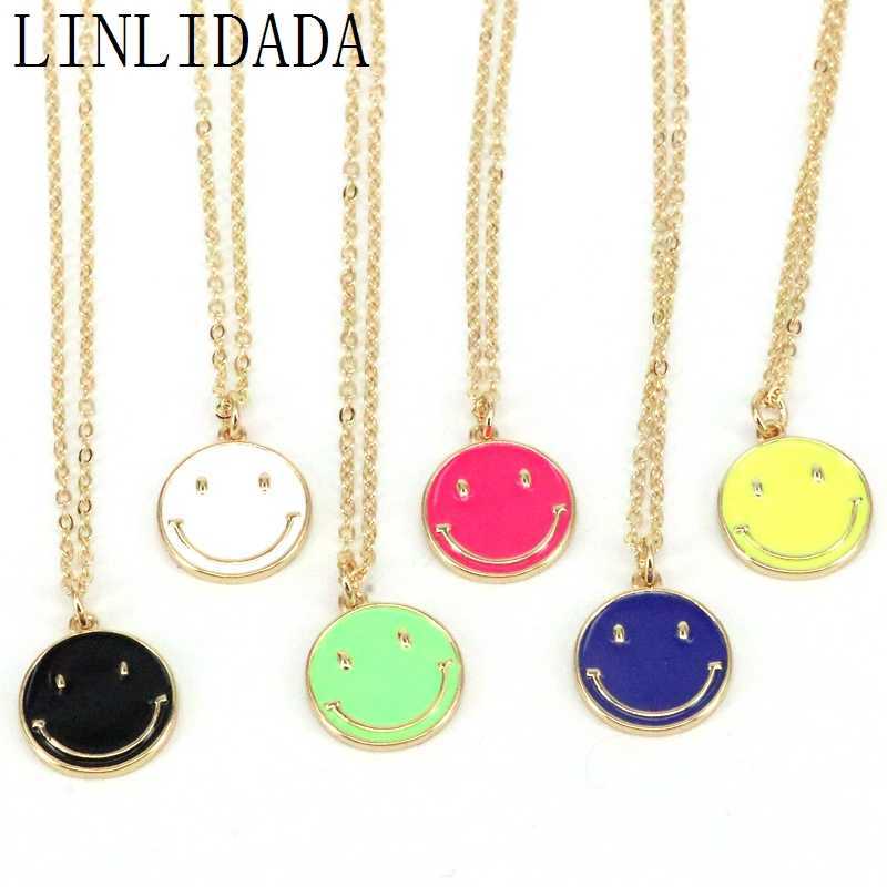 

10Pcs Smiley enamel round pendant,color plating charm jewelry,fashion jewelry pendant Necklace 210621, Silver
