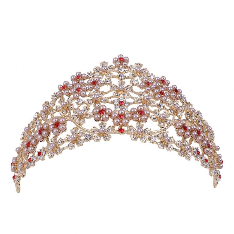 

Hair Clips & Barrettes Fashion Lady Style Small Flower Studded Bead Noble Temperament Crown Party Dress Accessories Wedding Headdress, Golden;silver