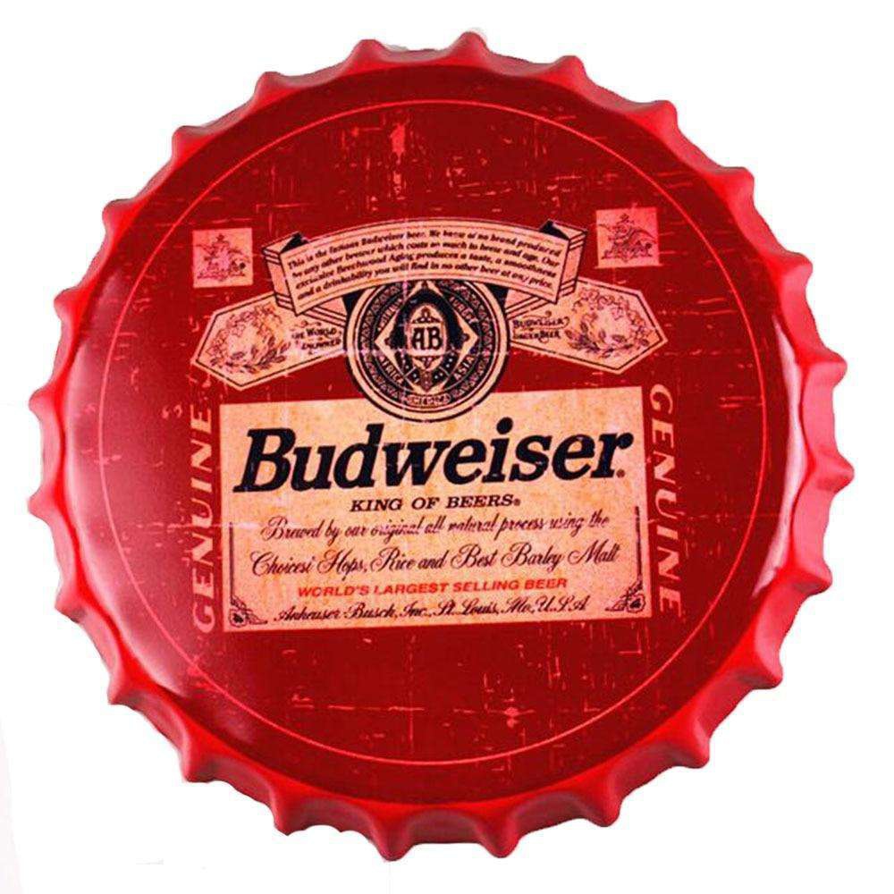 

Budweiser Beer Bottle Cap Retro Plaque Metal Tin Signs Cafe Bar Pub Signboard Wall Decor Vintage
