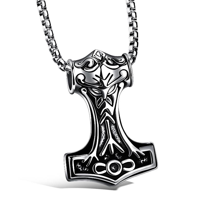 

Pendant Necklaces Hammer Necklace For Men Boy Stainless Steel Viking Gold Silver Color Mjolnir Norse Male Jewelry