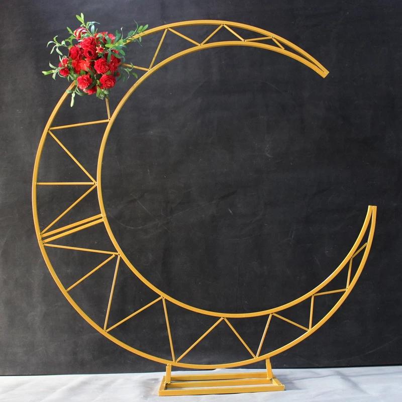 

Party Decoration Moon Wedding Arch Backdrop Stand Metal Iron ArchHome Decor Flowers Crescent Background