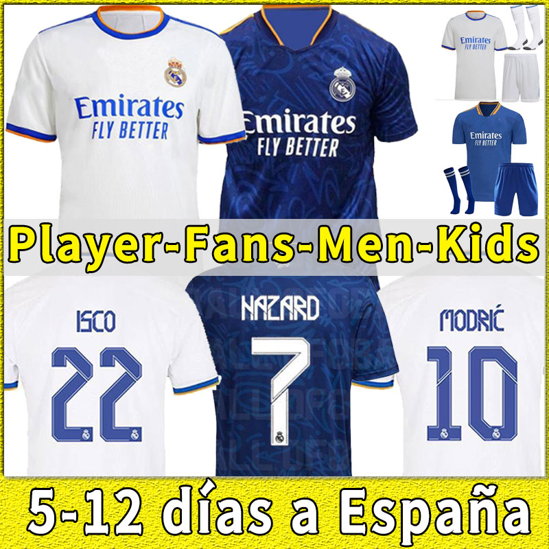 

21 22 real Madrid HUMAN RACE COLLECTION soccer jerseys VALVERDE RODRGO camiseta 2021 2022 BLUE VINI football shirt kids uniform man suit player version sock full set, Home+patch