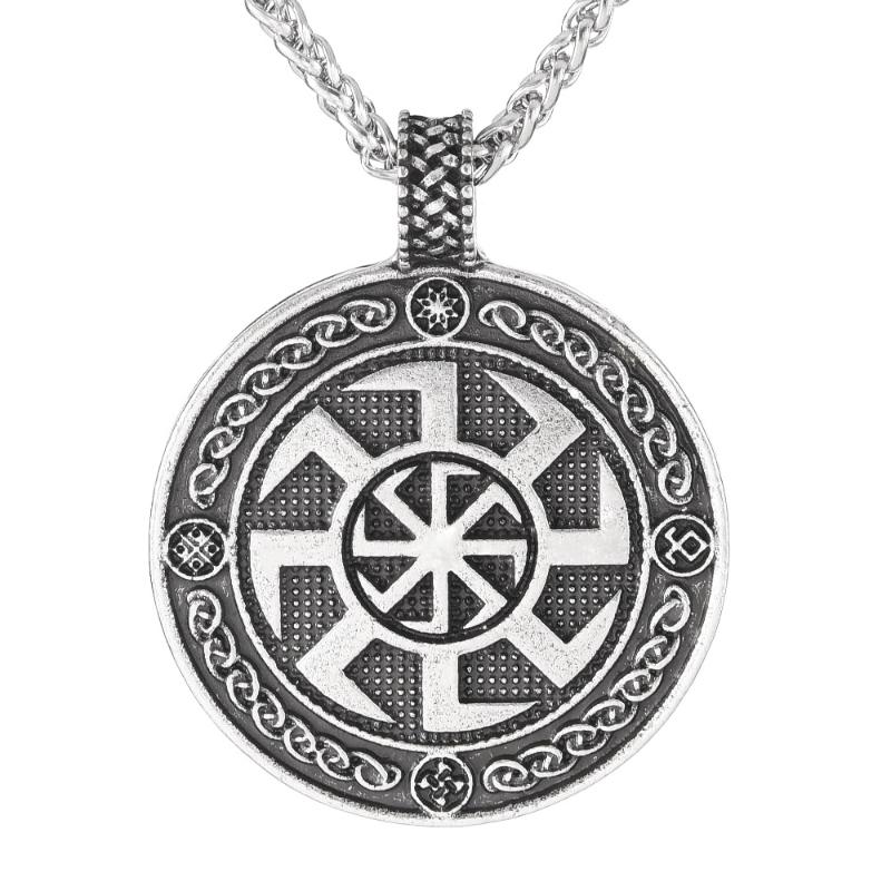 

Pendant Necklaces Slavic Kolovrat Yggdrasil Viking World Tree Men Necklace Amulet 1pc Drop, Silver