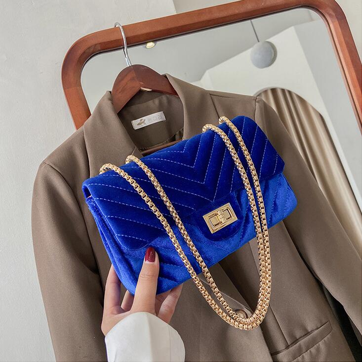 

Factory wholesale women handbag elegant striped chain bag sweet ladies Thread Corduroy shoulder bags street trend solid color leather handbags