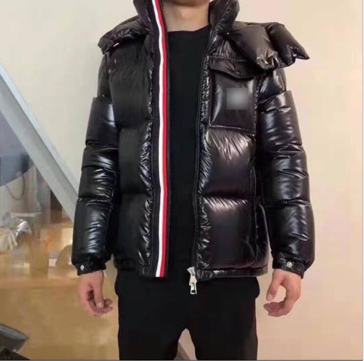 

Winter France Embroidery Letters Outerwear Men Down Paraks Removable Cap Doordown-filled Hooded Black Three-color Stripe placket lightweight warm monclair