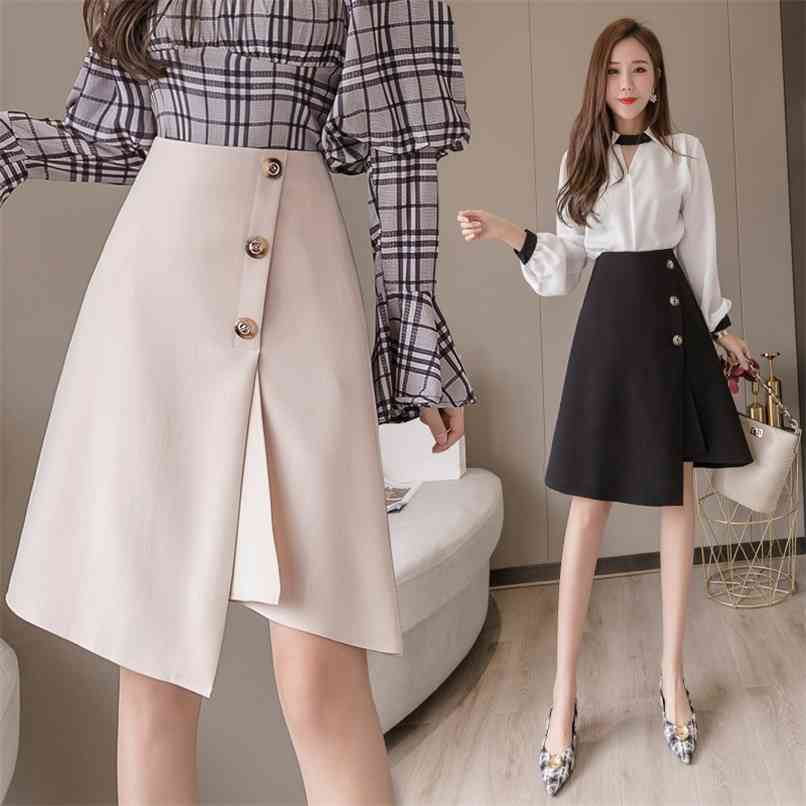 

Fashion Women's Skirts Spring and Autumn Design High Waist Covering Across A-line 210520, Apricot