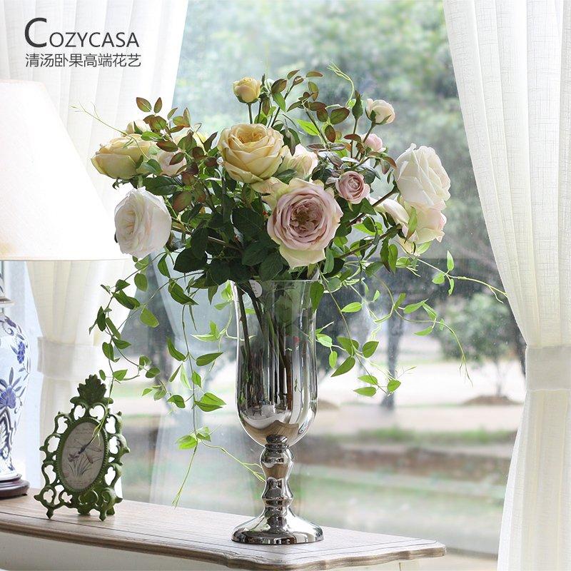 

Furniture Accessories Royal Noble Roses Simulation Flowers European Living Room Large Flower Rose Home Decoration