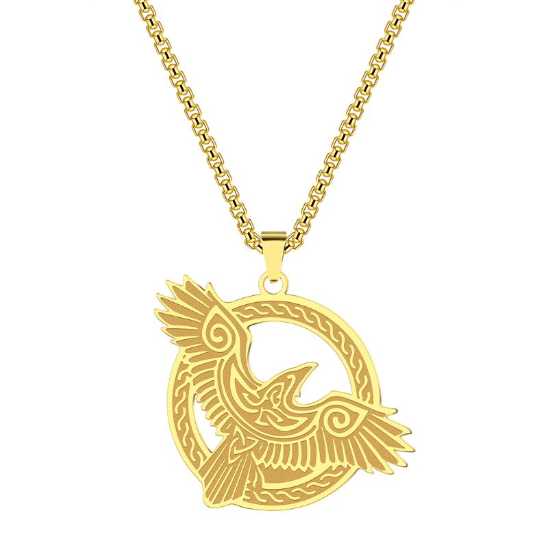 

Pendant Necklaces Kinitial Stainless Steel Exquisite Raven Eagle Charm Necklace For Men's Women's Choker Animal Jewelry Gift