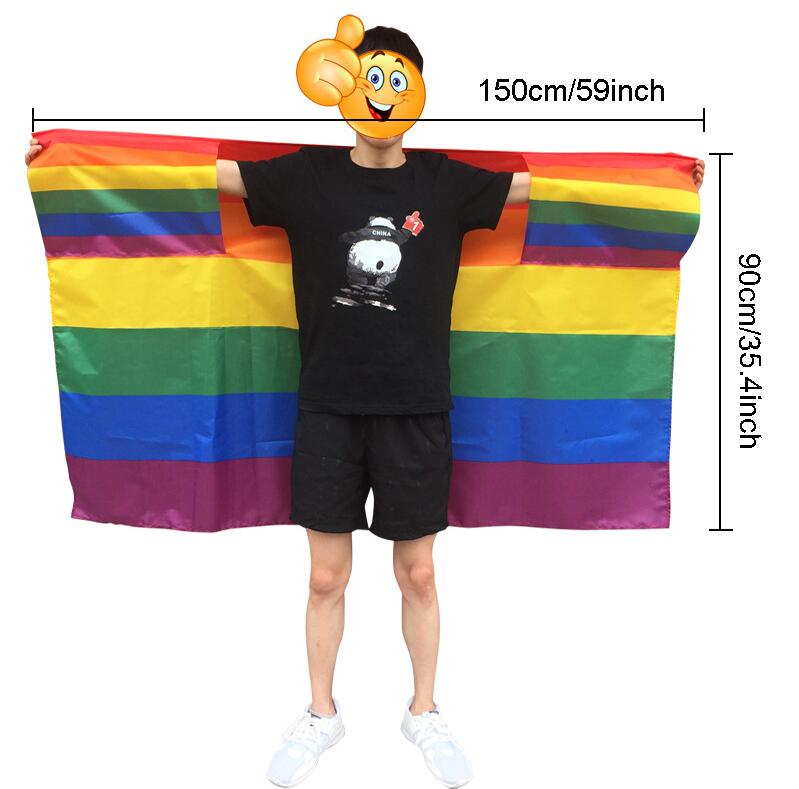 

Rainbow Flag Cape Costume Colorful LGBT Flag America Flag Cape Gay Pride Polyester Flags LGBT Festival Party Banner Decorations