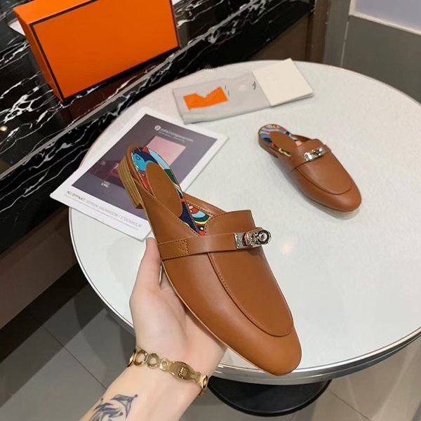 

21ssWomen Flat Fisherman Classical Leather Half Drag 3D Casual Shoes Designer Letter Flip Flop Slides mjjj0004