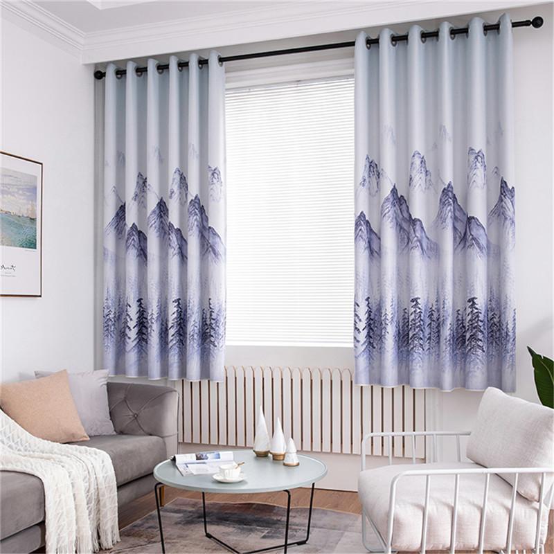 

Curtain & Drapes Chinese Curtains Full Blackout Polyester Landscape Printing Living Room Bedroom Modern Decorative