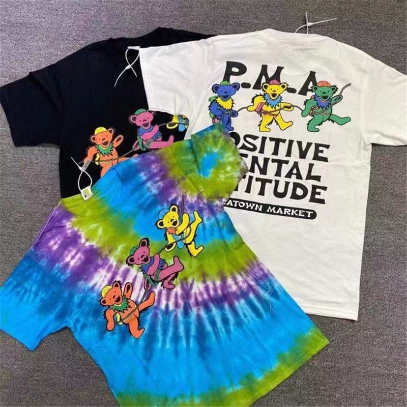 

Blue White Black Tie-dye Print T-shirt Men Women 1 High-Quality Oversize Tops Tee