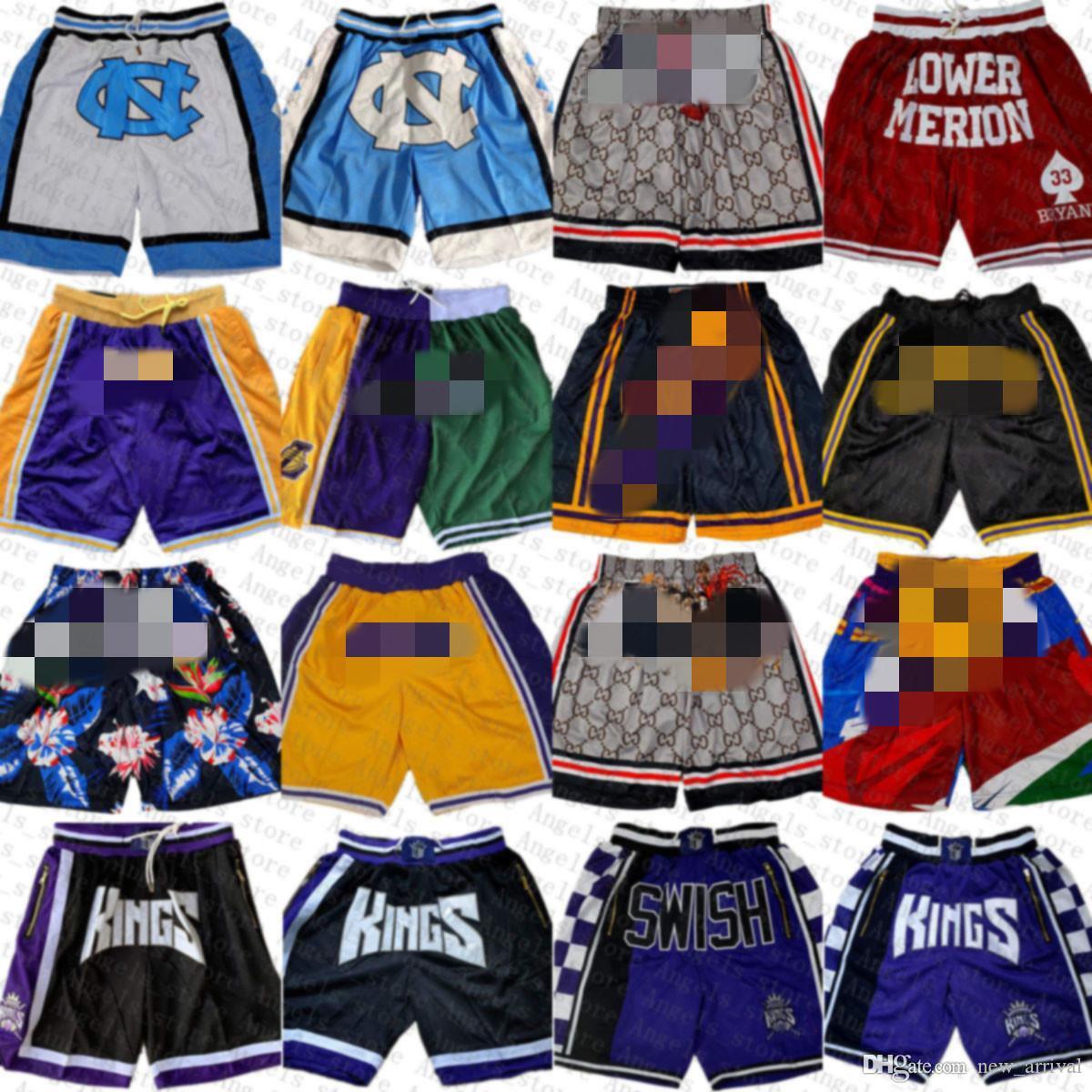 

Los Angeles Lakers University of Michigan North Carolina State University Charlotte Hornets Just Basketball Shorts DON Mens, Black;red