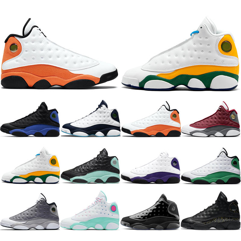 

Top sale man basketball shoes 13s fashion Atmosphere Grey Aurora Green Cap and Gown Gold Glitter Hyper Royal Island Lakers Lucky Obsidian Playground nice colors 40-46